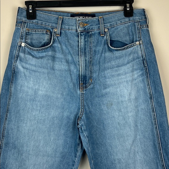 Veronica Beard Taylor Wide Leg High Waist Crop Blue Jeans Size 31 - Picture 6 of 10